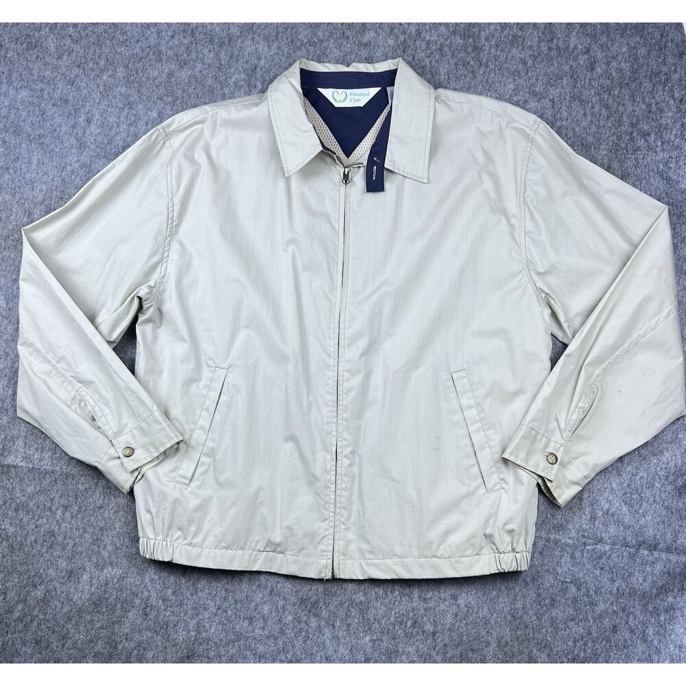 Vintage Palmland Club Harrington Jacket Golf Windbreaker Tan Zip Up Size Large